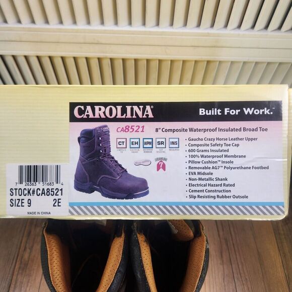 Carolina CA8521 8" Waterproof 600g Insulated Broad Comp Toe Work Boots Mens 9 EE - Picture 11 of 11